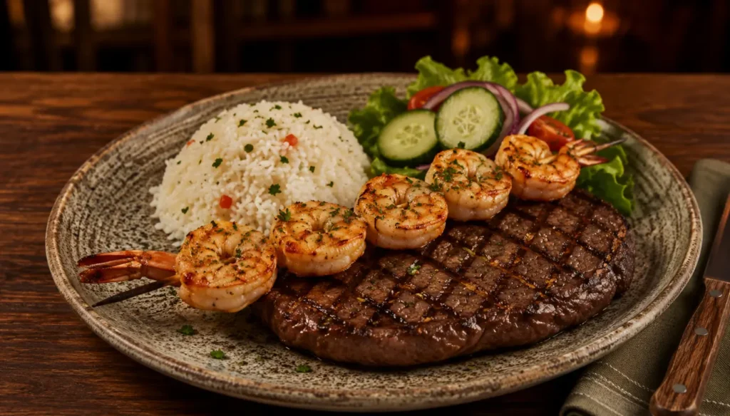 Takeout Menu Filet 6oz & Grilled Shrimp